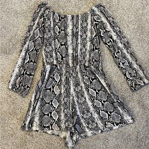 Missguided Long Sleeve Snakeskin Romper
